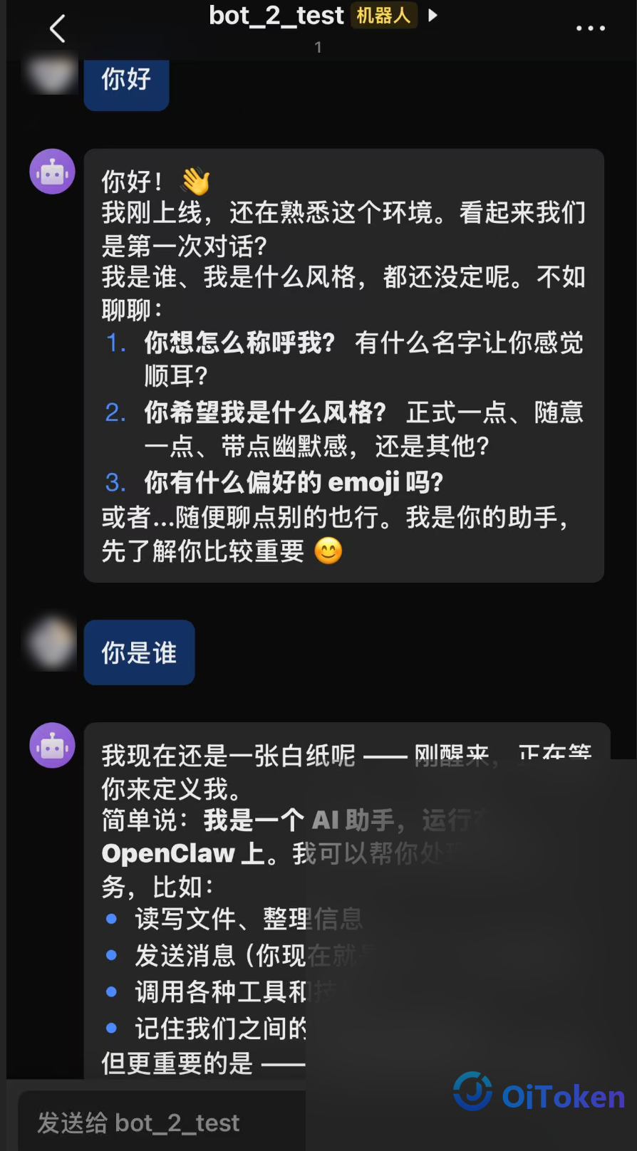 飞书私聊对话演示